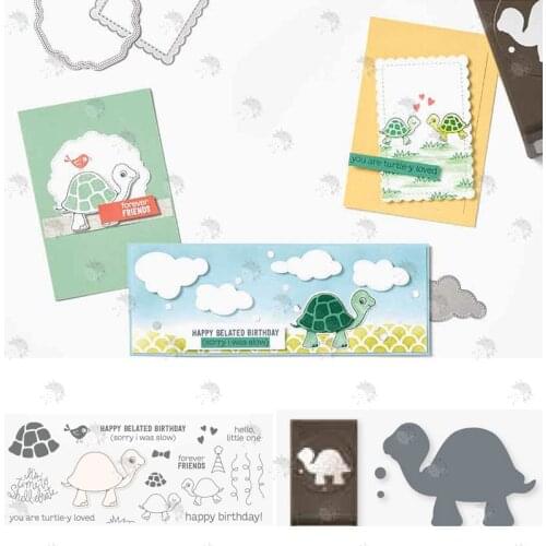 TURTLE Animals Background Greeting Card Decoration Metal Cutting Dies New Diy Stencil Scrapbooking Embossing Making 2021
