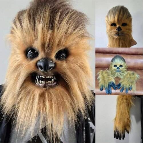 Chewbacca Chewie Cosplay Costume Masks Latex Mask Adult Full Face Polyester Gloves Props Party
