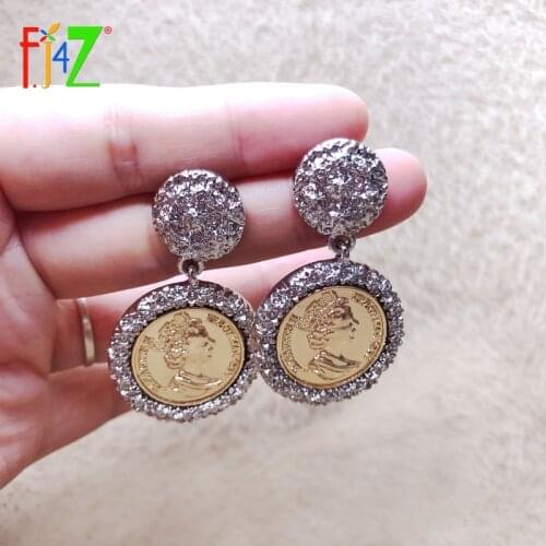 F.J4Z Hot Coin Earrings for Woman Vintage Ethnic Round Pendant Alloy Drop Earrings Ladies Jewelry Gifts Bijoux Dropship