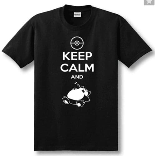 Pokemen Snorlax Keep Calm And Carry On Sleeping Casual Short Sleeves T-shirt