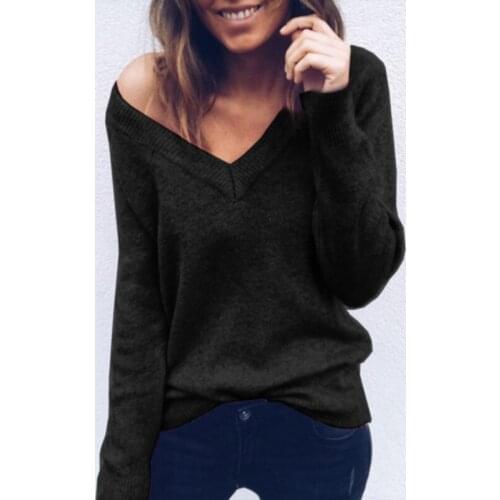 Female Casual Solid Color T-shirt Women Fashion V-neck T Shirt Ladies Slim Tees Shirt New Women Long Sleeve Tops For Female