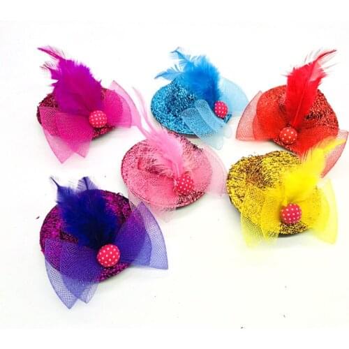 Dog Cat Top Hat Hairpin Sequin Girl Hair Clip Lovely Handmade Pet Grooming Accessories For for Baby