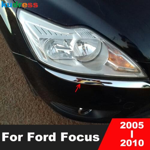For Ford Focus 2005 2006 2007 2008 2009 2010 ABS Chrome Head Light Lamp Eyebrow Cover Trim Front Headlight Strip Car Accessories