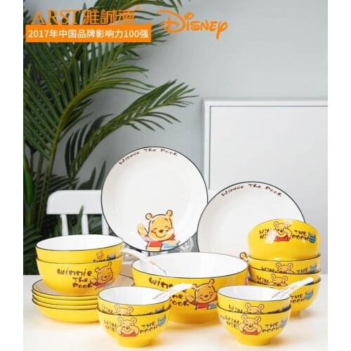 Disney Cartoon Ceramic Tableware Plate And Bowl ComBination Household Creative Can Be Used In Microwave Ovens Not Hot To Eat