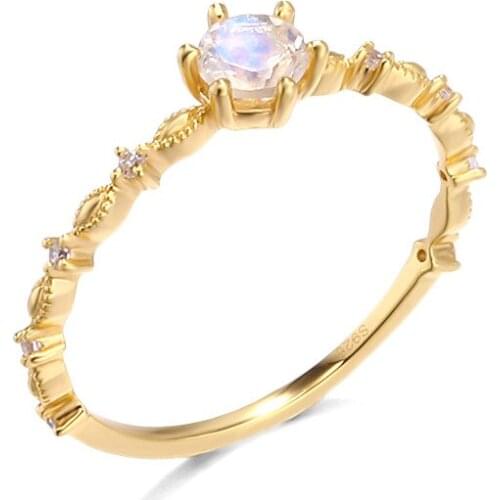 Petite Charm rings for women Multicolor round boucle Moonstone Sea Wave shape 925 sterling silver finger jewelry valentine gifts