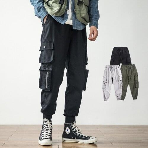 Multi-Pocket Overall Men Jogger Army Green High Street Cargo Casual Pants Loose Streetwear Fashion Hip Hop Trousers Male