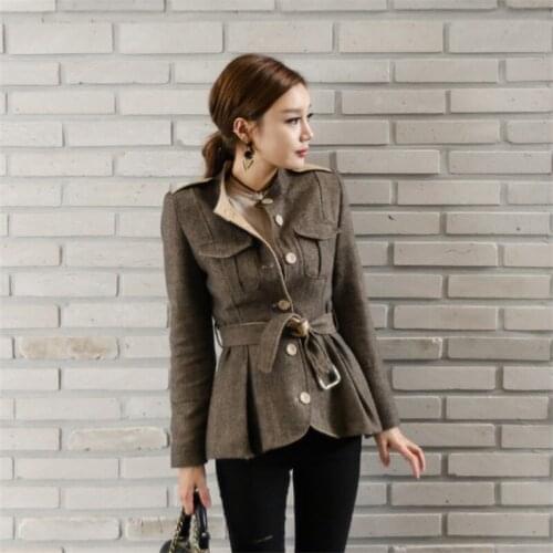 Autumn Winter Woman short Jackets Coat Women Formal Casual short Woolen Jackets Work Office Lady Long Sleeve Outerwear