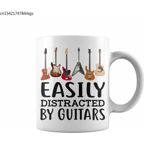 Easily Distracted By Guitars 11 Oz Funny Coffee Mug