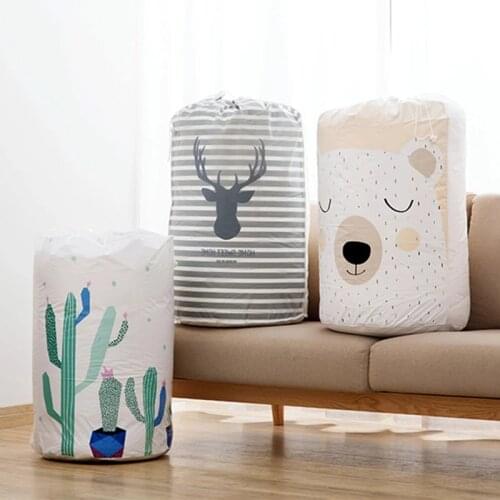 Cartoon Storage Bag Beam port Transparent Bag Large Closet Organizer Baby Toy Organizer Wardrobe Moistureproof Quilt Bags