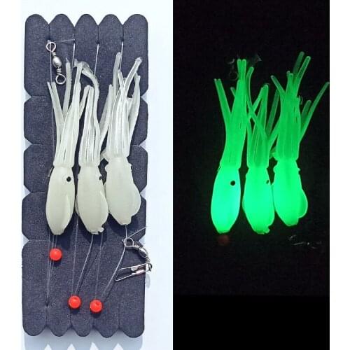 Glow in dark Luminous Sea rigs Sabiki rigs Octopus soft lure Big Game Saltwater Trolling Tuna For sea bass, blackfish Cod Lure