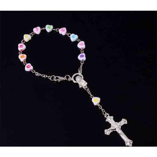 New Glamour Fashion Religious Children Bracelet Jesus Childrens Favorite Bracelet Rosario Chain Letter Beads Rosary Bracelet Ch