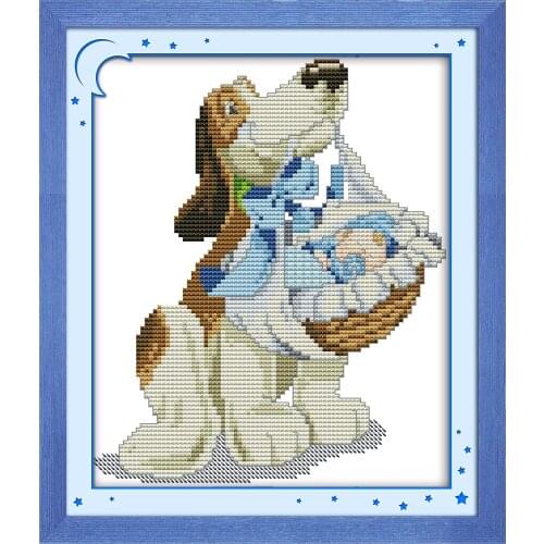 Joy Sunday Dog Nanny Chinese Cross Stitch Kits Ecological Cotton Clear Stamped Printed 14CT 11CT DIY Wedding Decoration For Home