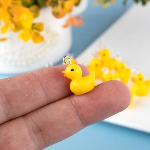 Sansango 10pcs Cute Resin Yellow Duck Earring Charms DIY Animal Pendant For Necklace Keychains Hand Jewelry Accessories Finding