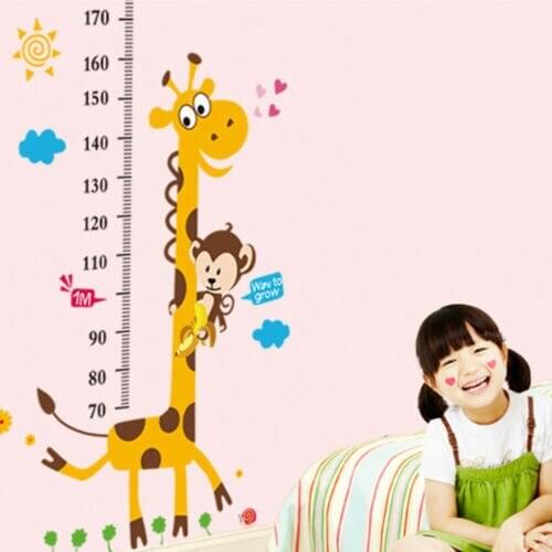 Removable Cute Animal Height Chart Measure Wall Sticker Decal for Kids Baby Room Giraffe