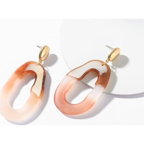 Simple Geometric Hollow Resin Drop Dangle Earrings Charm Circle Hanging Bijoux for Women Pendant Jewelry 2019