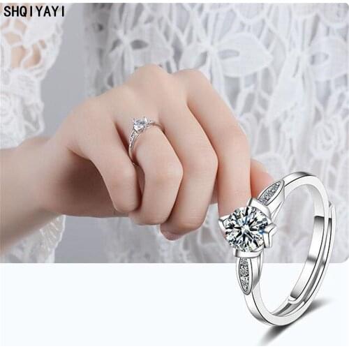 SHQIYAYI Wedding Finger Rings For Women Circle Zircon Jewelry Adjustable Size Rings Engagement Chic Gift 208