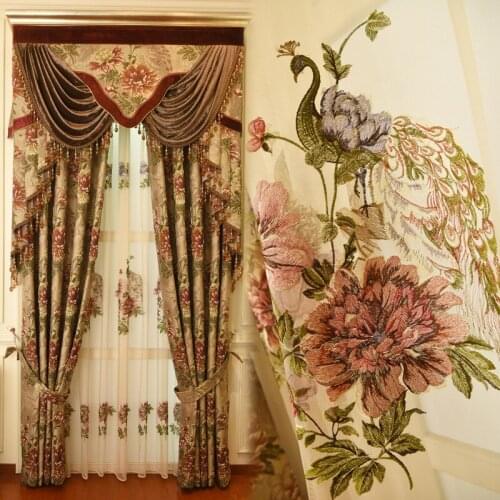 New luxury chenille embroidered curtains finished custom for living room high quality pink blue curtains for bedroom girls room