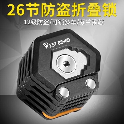 WEST BIKING Foldable Bike Lock 3 Keys Anti-theft Heavy Duty Chain Cable Padlock Motorcycle Safety Alloy Locks For Bicycle
