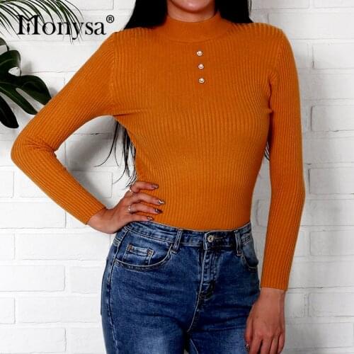 Button Sweaters And Pullovers 2018 New Fashion Long Sleeve Knitted Sweater Women Basic Kintwear Tops Black Gray Khaki Green