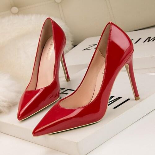 NEW PUMPS 10CM Fashion simple womens shoes slim high heels stiletto super high heel shallow mouth pointed sexy single