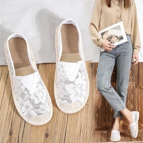 2021 Summer Breathable Womens Canvas Shoes Fashion Slip On Lazy Ladies Loafers Flats Shoes Women New Casual Womens Shoes