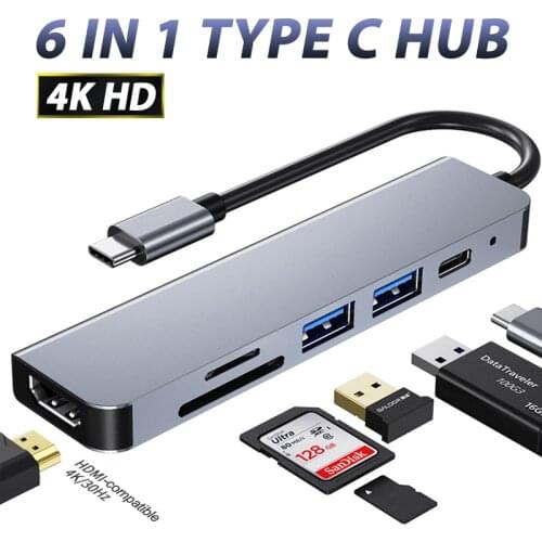 USB C Hub Type C to HDMI-compatible Adapter 4K USB 3.0 2.0 Hub TF SD Reader PD for Macbook Air Pro Huawei Computer Accessories
