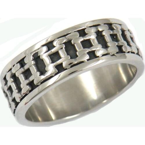 FANSSTEEL Stainless Steel Jewelry Motor Cycle Chain Biker Ring FSR13W07