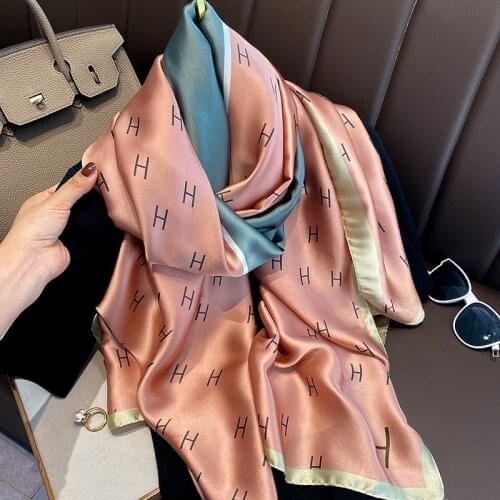 Women Luxury Brand Silk Scarf Designer Letters Print Shawl Soft Evening Party Wraps for Ladies Long Bandana Foulard New PC21205