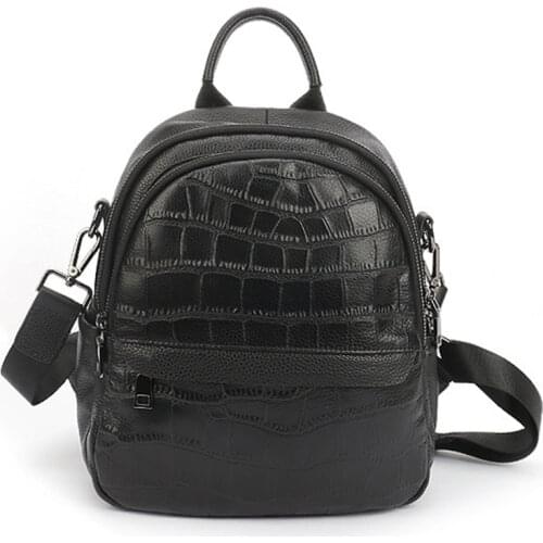 Genuine leather womens backpack 2021 first layer cowhide leather Rucksack stone pattern shoulder bag trendy travel Backpack bag