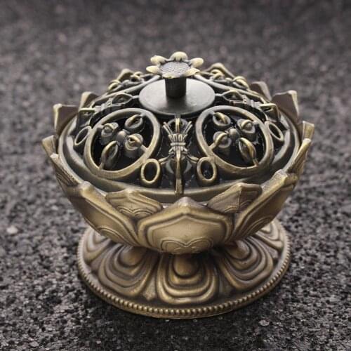 1PC Antique Lotus Incense Burner Holder Handmade Vaporizer Home Office Decoration