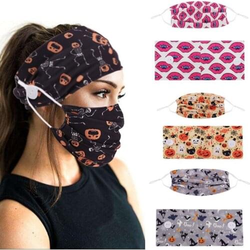 2 Pcs/ Set Unisex Headband Button Sports Yoga Elastic Headband for Wearing Mask Women Men Ear Protective Headwear CharmGo