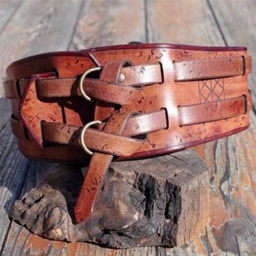 2021 Mittelalterlichen Vintage Wide Burn-Out Waist Leather Burnt Flower Engraved Belt Medieval Steampunk Dress Up Cosplay