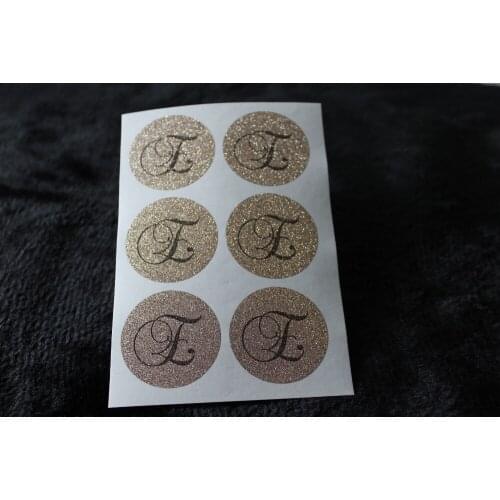 3.8cm Monogram E Rose gold glitter classic round sticker