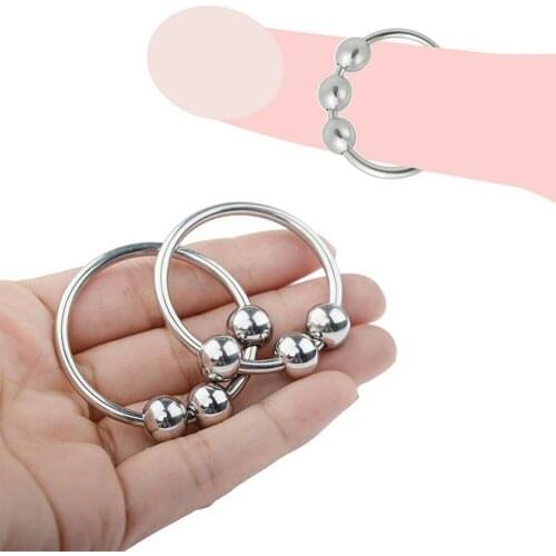 3 Beads Glans Ring Cock Erotic Sex Toys for Men adults Products Metal Steel Penis Ring Sex Toys Male Stimulator Dick Lock Sleeve