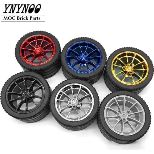 4Pcs/lot High-Tech Wheels and Tyres 23799 Tire 81.6x44 ZR Straight Tread & 23800 Wheel 62.3mm D. x 42mm Racing Large fit 42056