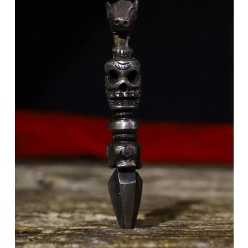 Home Decor 4 Tibet Buddhism Temple Old Tiantie Horse head statue Skull vajra Dorje Vajra Phurba Dagger Holder
