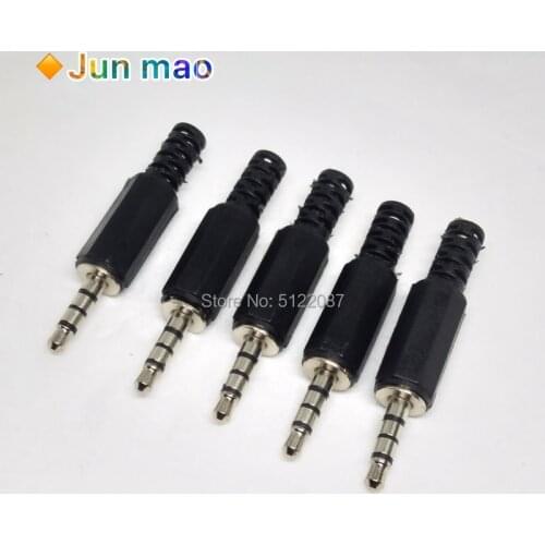 5pcs 3.5mm 1/8" Audio Male Plug 3.5 Jack 4 Sections Balance Plug FOR Microphone Headphone Connector Audio Plug Earphone Socket