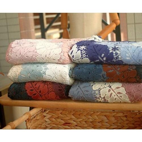 50*130cm Wide Autumn Womens Dress Skirt Colorful Leaves Hollowed Lace Fabric Clothing Sewing Materials Table Cloth DIY LA1511