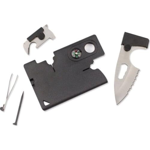 9 in 1 Outdoor Camping Survival Pocket Card Knife Shape Multifunction Tool