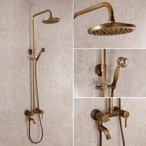 Antique bathroom shower set rainfall vintage bathroom mixer bronze shower set copper bathroom faucet shower bath shower faucet