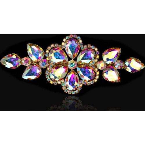 12.9*5.0 cm Cute Flower Crystal Rhinestones Applique for Kids' Hats Coat Headbands Wedding Dresses High Quality Sewing DIY Decor