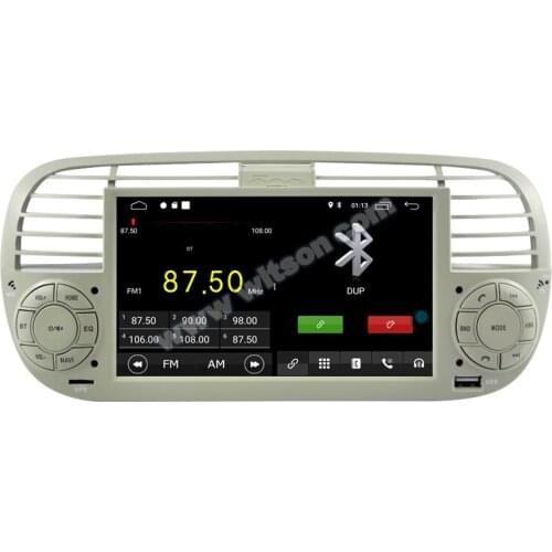 7" Android 10 OS Car Multimedia Navigation GPS Radio for Fiat 500 2007-2016 (White Color) with Car Play / Android Auto Support