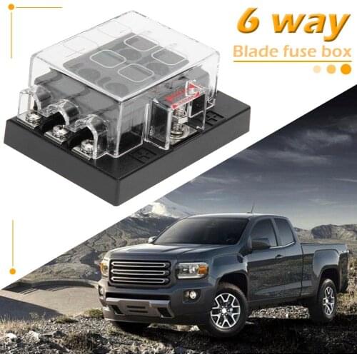 6 Way Fuse Block ATO ATC Fuse Holder Box with Transparent Cover for Car Marine for Bus Ship Tanker Aircraft Subway 95×65×40mm
