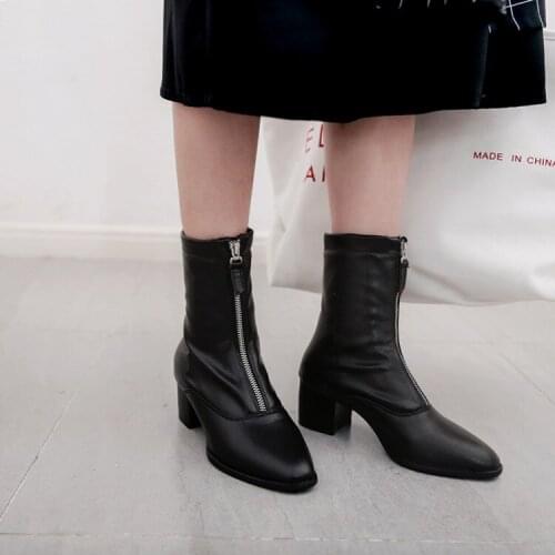 Big Size 11 12 13 14 15 16 17 Fashion of European and American style round-headed front zipper belt buckle boots