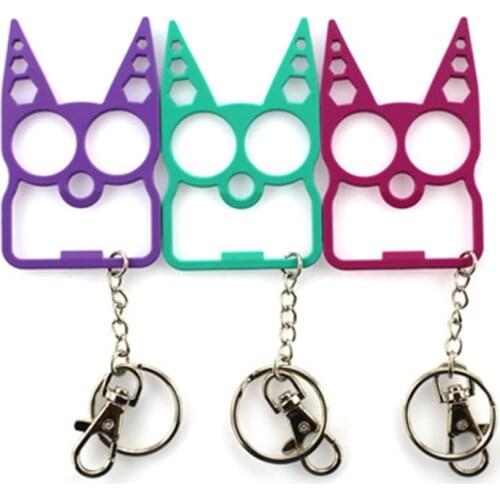 New Zinc Alloy Kartoon Cat Face Shape Finger Tiger Fottle Opener Screwdriver Key Chain Key Ring Wallet Decoration Cat Ears