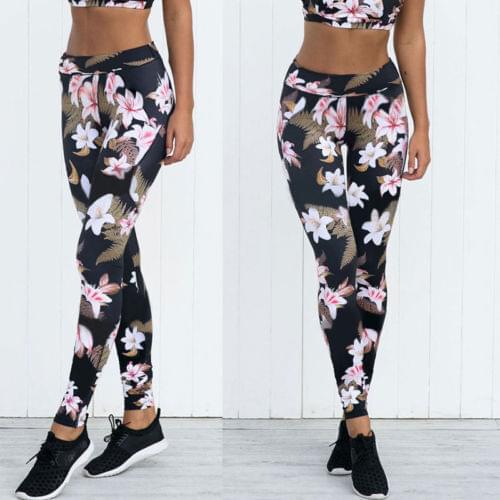 Newly Summer Vintage High Waist Print Pant Women Thin Pants Ladies Fitness Leggings Running Gym Exercise Sporting Trousers