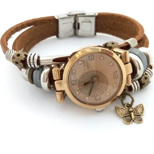 New fashion women watches Full handmade watch diamond Quartz genuine leather Strap High Quality Dress Retro Watches