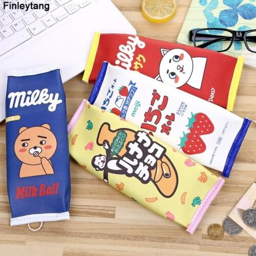 PU Leather Candy Cat Pencil Case Simple Creative Large Capacity Pencil Bag School Stationery Men & Women Student Pencil Case
