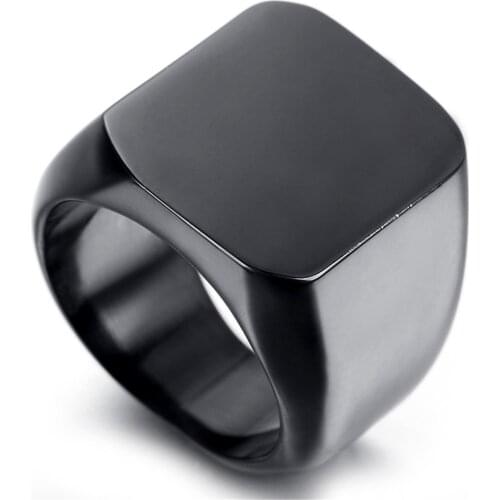 Black Fashion Mens High Polished Signet Solid 316L Stainless Steel Biker Ring Mens Jewelry