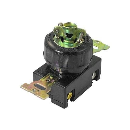 Black Plastic Shell Water Resistant 250V 20A 3-Wire Plug w Socket